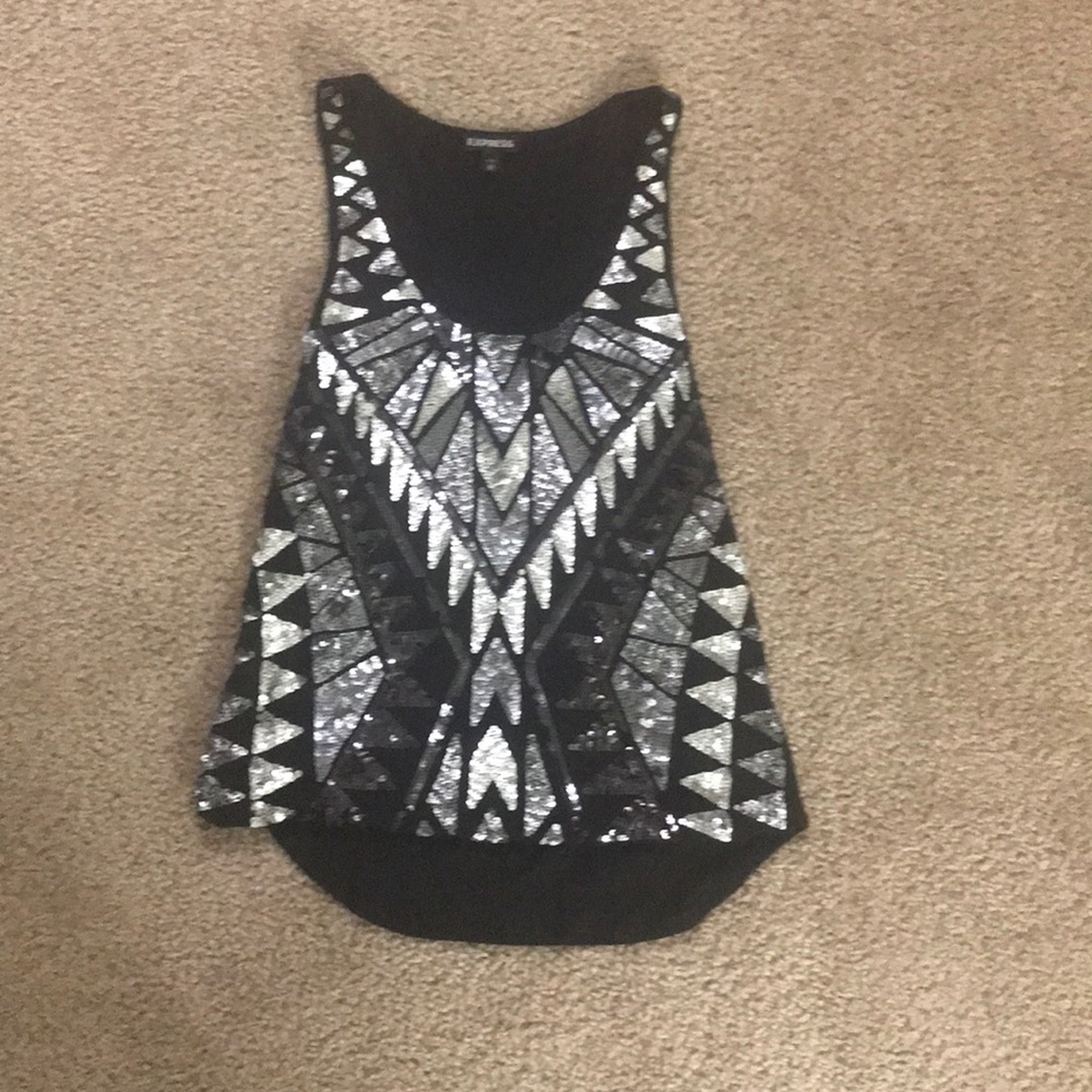 Express Sequined BLACK Tank XS